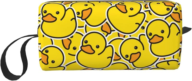 Necessaire retangular JKJOJIA com estampa de pato, alça e zíper