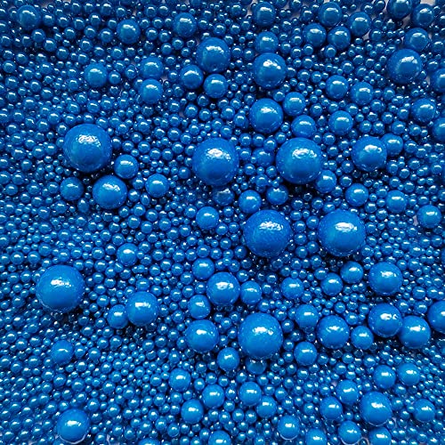 Image of Edible Royal Blue Sugar Pearls Candy Sprinkles 120G / 4.23Ounce Baking Cake Sprinkles Cupcake and Cake Topper Cookie Decorations Wedding Party Valentines Halloween Christmas Supplies