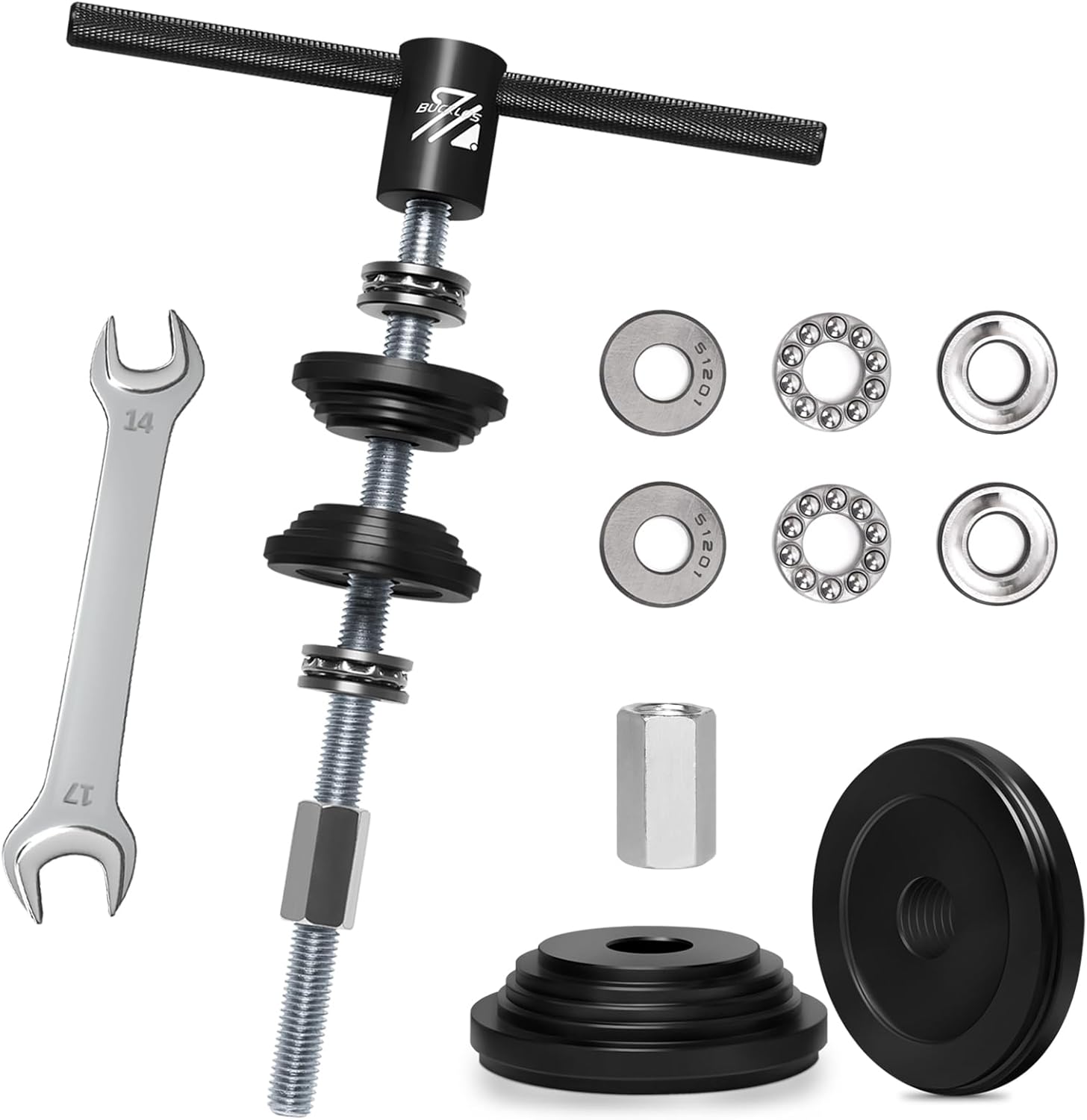 BUCKLOS Herramienta de presión para auriculares de bicicleta, kit de herramientas de instalación de soporte inferior, herramienta de prensa de