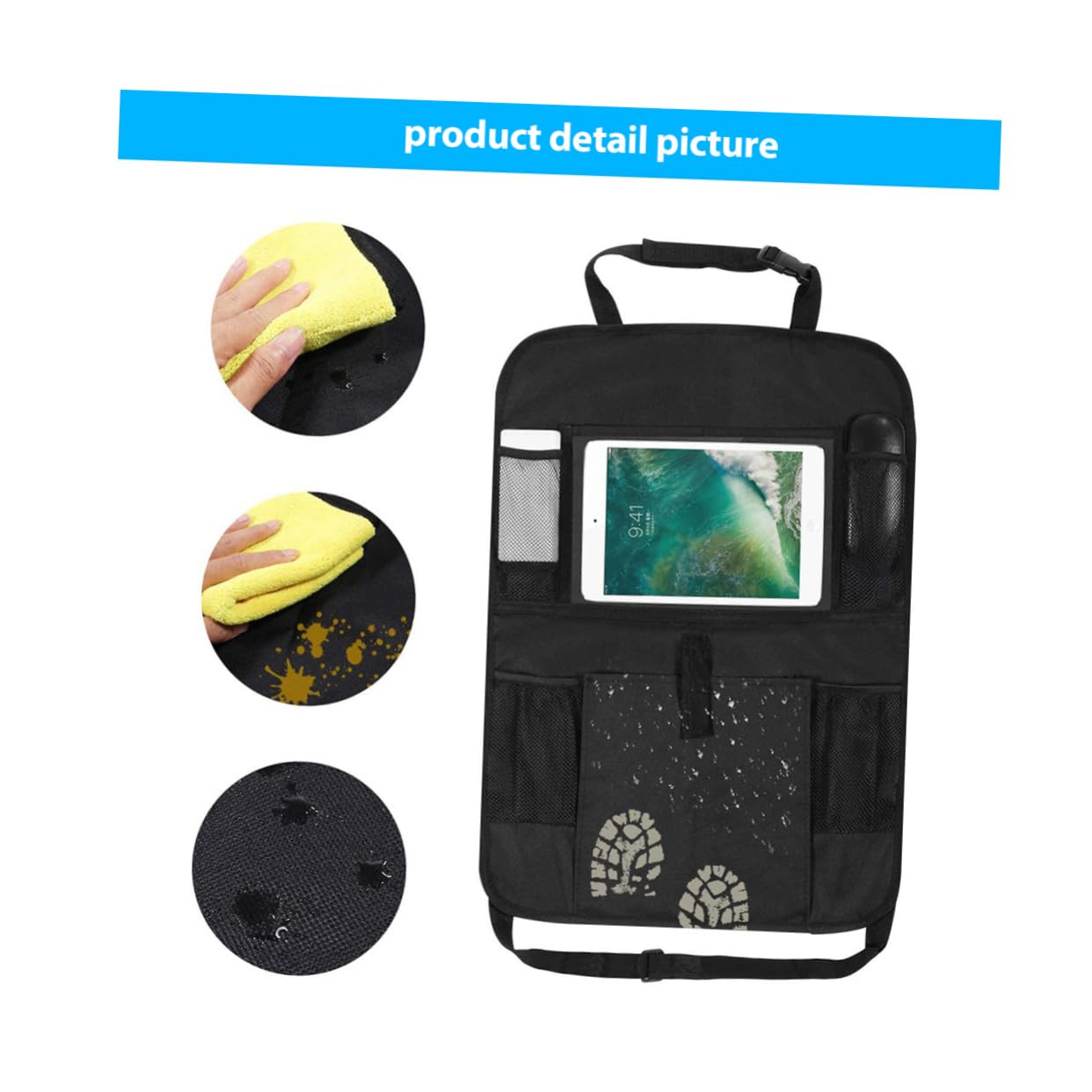 Cabilock Bolsa Organizadora para Asiento Trasero Coche, Diseño Multi Bolsillo, Resistente al Agua