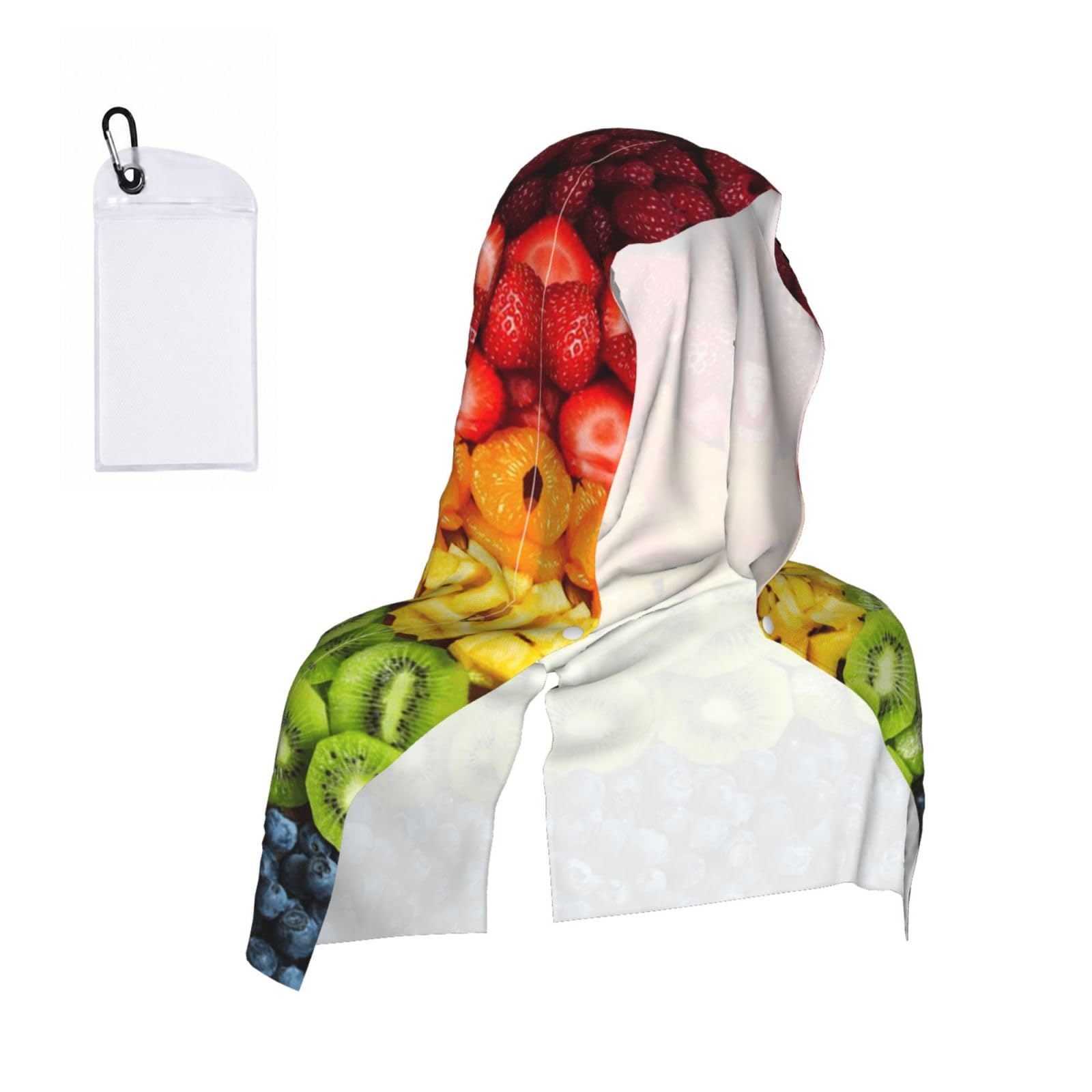EZDLOWVBA Fruit Rainbow Print 2 Pack Cooling Hoodie Towels,Sports Headscarf, Neck Wrap Scarf,Breathable Cooling Towel For Neck And Face, Travel, Swimming, Training