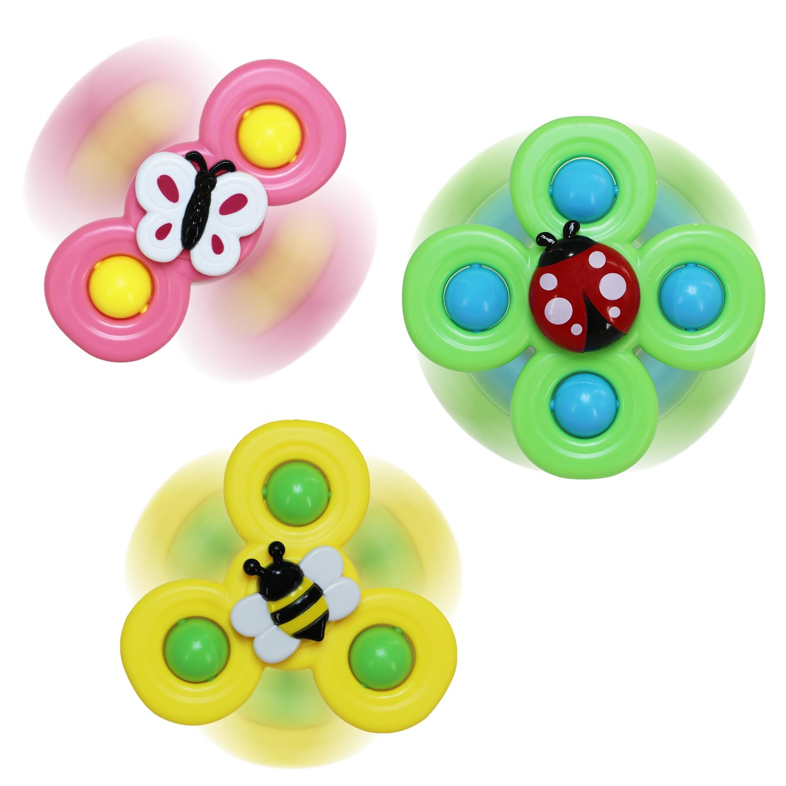 3PCS Suction Cup Spinner Toys for 3 Year Old Baby Boy,Novelty Spinning Tops Bath Toys for Toddlers Kids Age 3 Sensory Baby Toys Girl Boy Birthday Gift (Insect 3PCS)