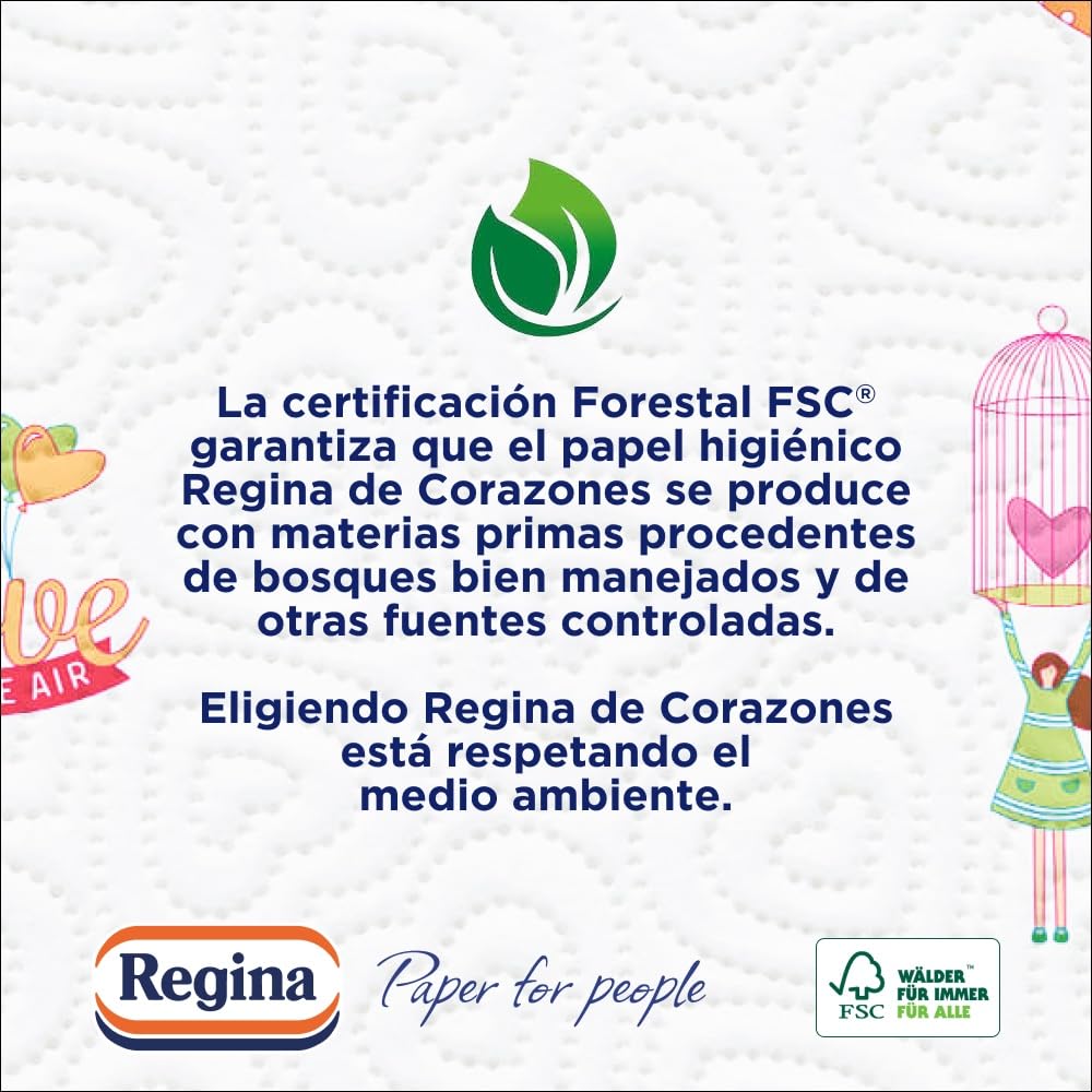 Regina De CUORI - 21 rotoli di carta da cucina, 58 fogli a 2 strati per rotolo, massimo assorbimento, 100% pura cellulosa, confezione in plastica riciclata, certificata FSC