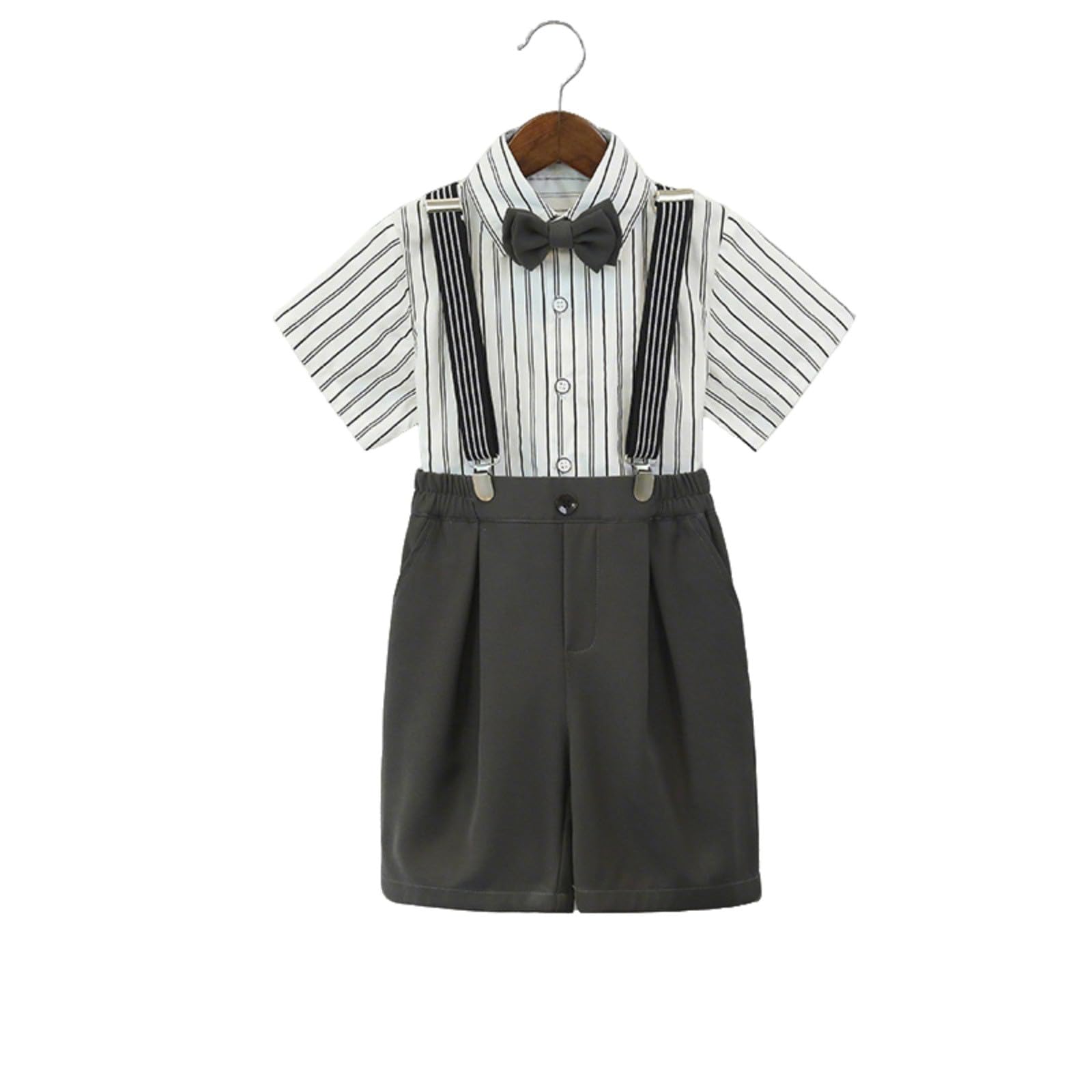 Ensemble Garçon, Chemise à manches courtes pour garçon avec bretelles, tenue d'été habillée pour tout-petit, spectacle, spectacle, tenue scolaire