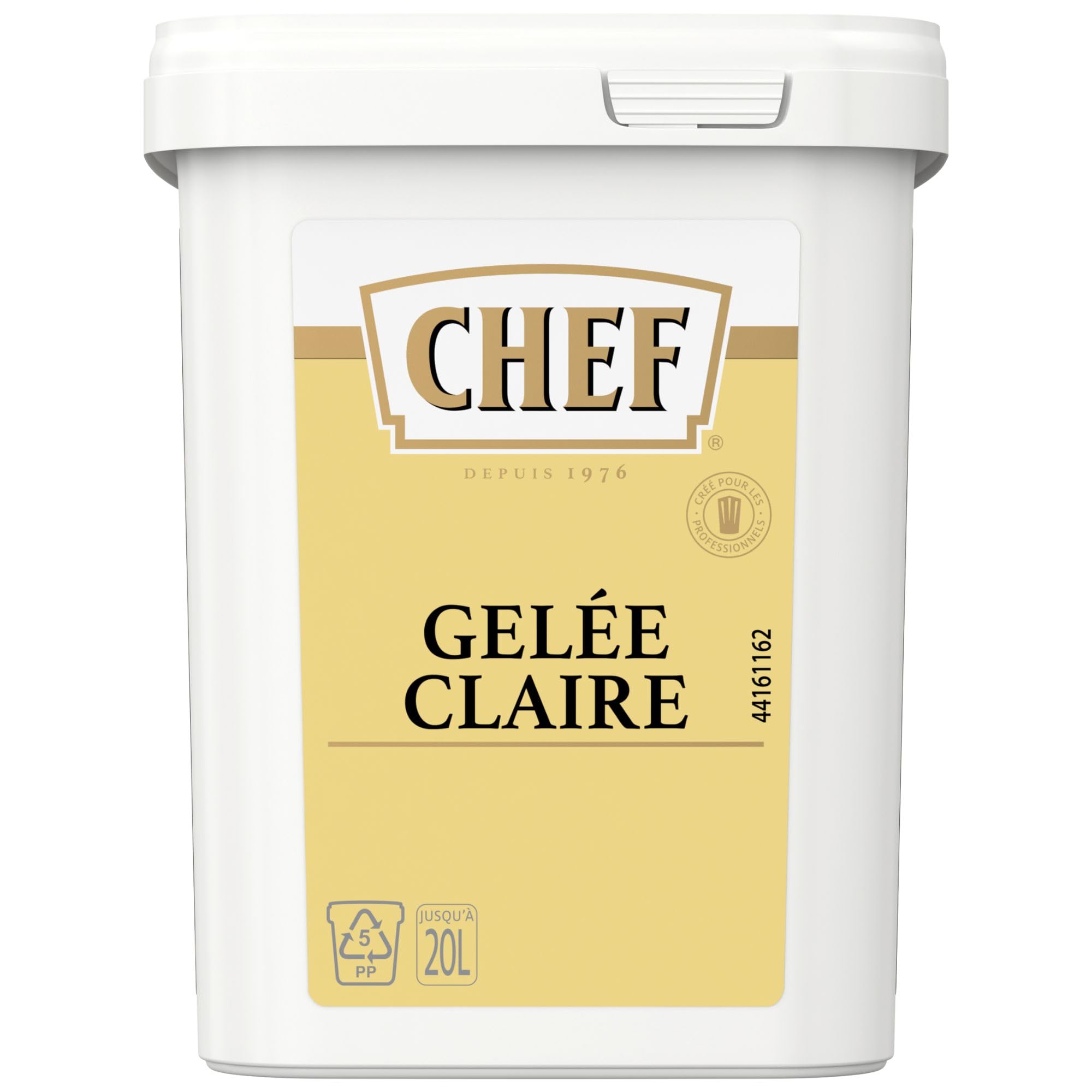 CHEF Gelée Claire Déshydratée - Pour Gelée, Nappage, Décor - A Base de Gélatine de Bœuf 46% - Gain de Temps en Cuisine - Aide Culinaire, Fonds, Fumet, Sauce - Boîte de 1kg pour 20L