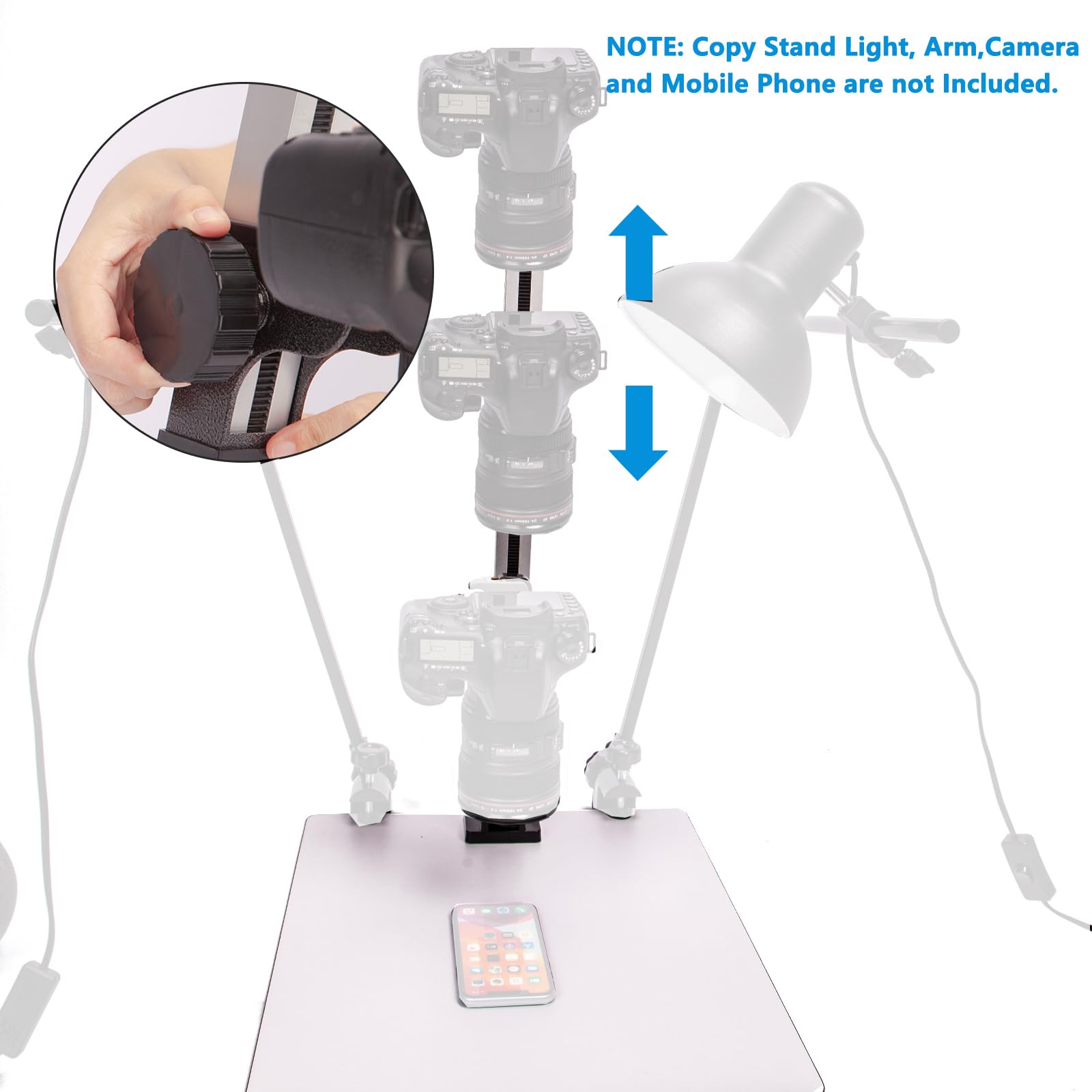 Copy Stand Board, Plateforme de Prise de Vue avec Base et Colonne de caméra Centrale, pour caméra Reflex numérique, Macro Shoot Video, Supports de Reproduction, Travail de Copie