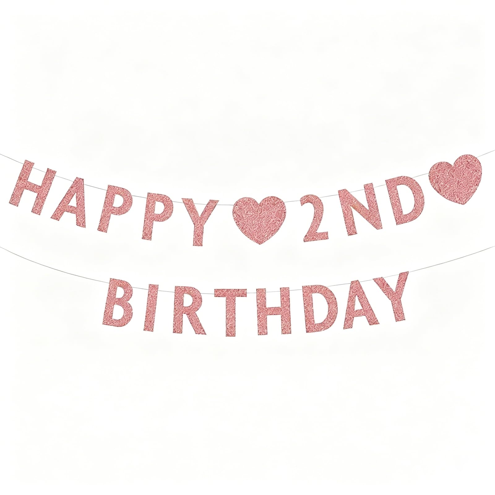 2nd Birthday Decorations For Girls, Happy 2nd Birthday Banner, Rose Gold