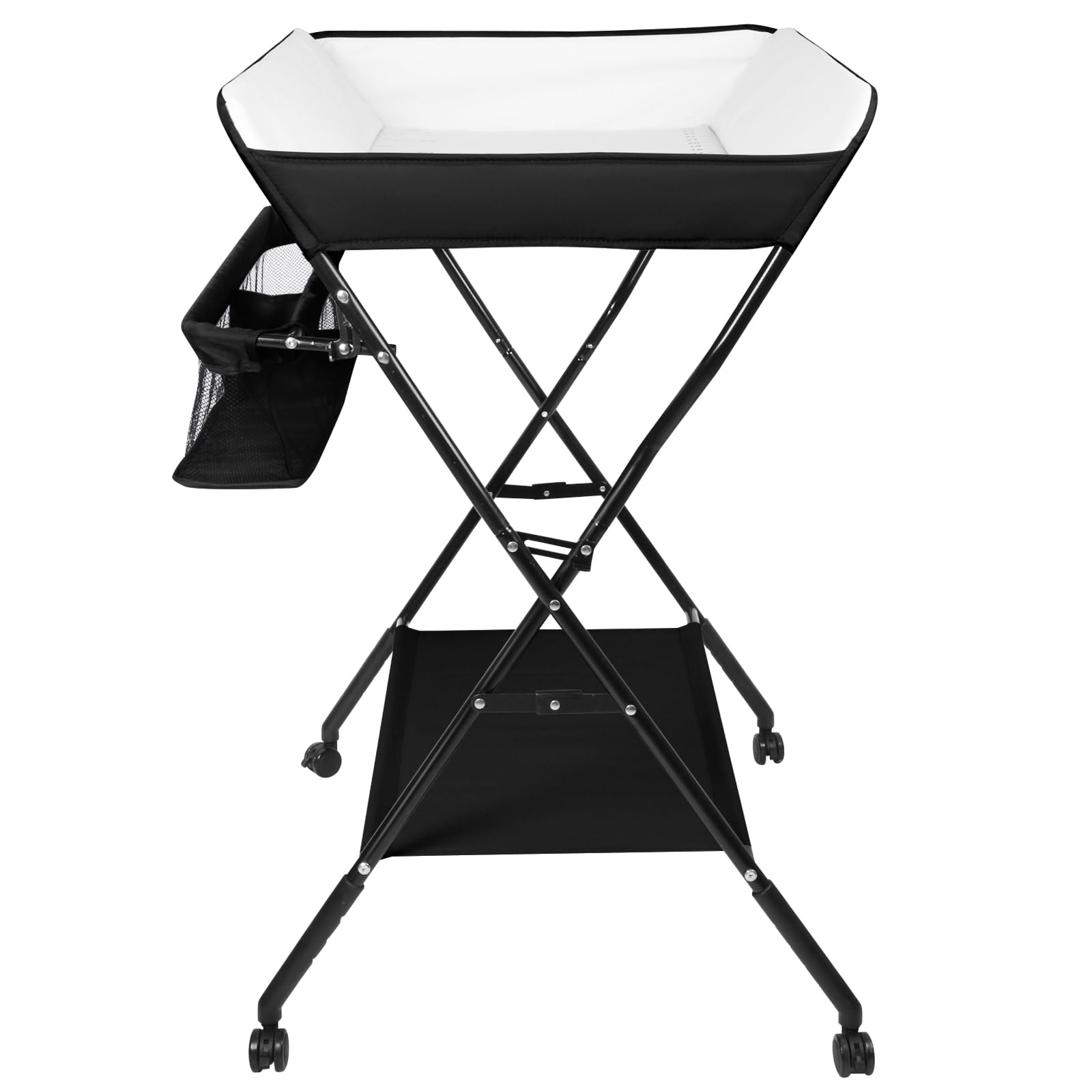 Table a Langer Pliante pour Remplacement de la couche,Table a Langer Pliante avec Ceinture de Sécurité et Panier de Rangement, jusqu'à 25 kg,86 * 62 * 96 cm-noir