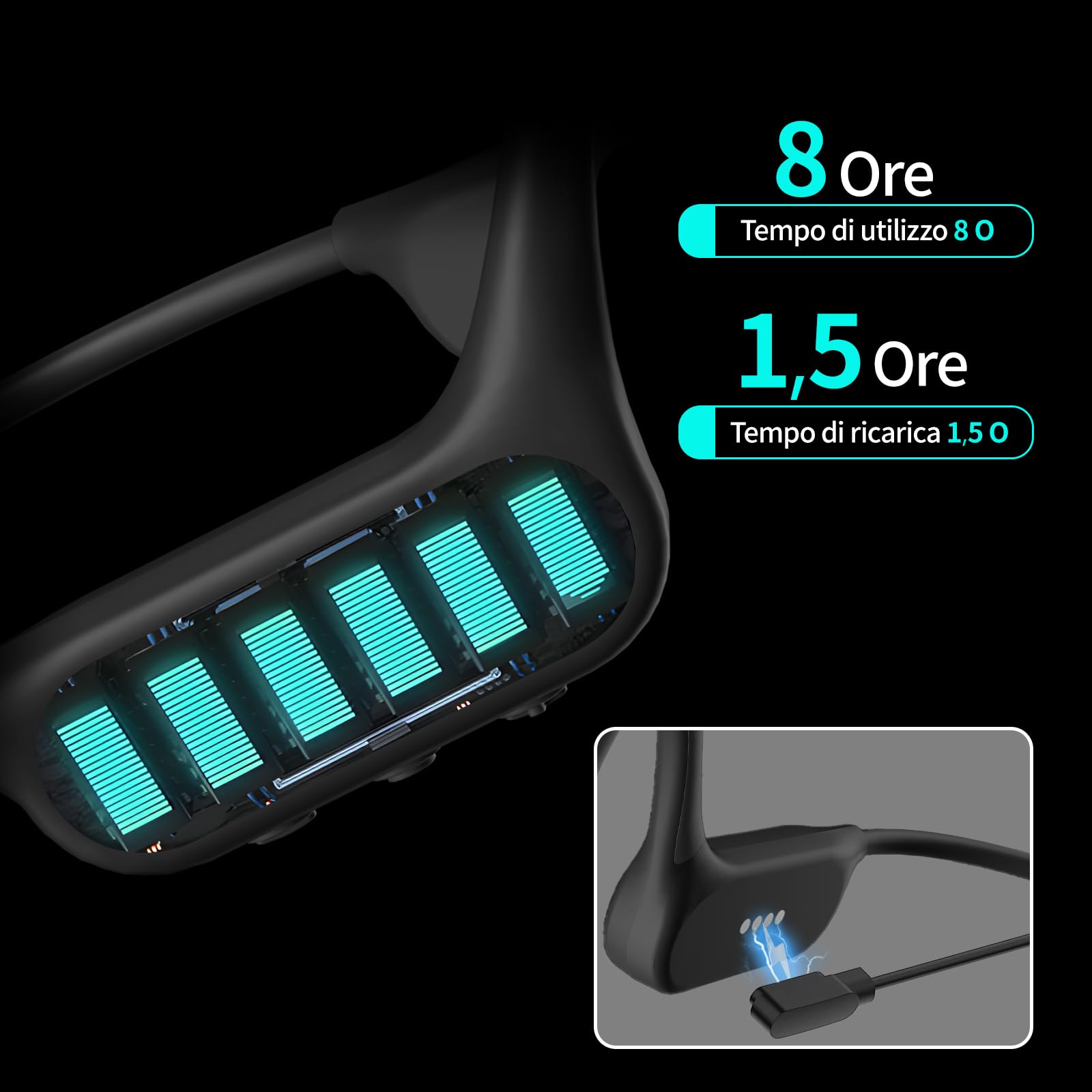 MANKIW Cuffie Nuoto, Auricolari Conduzione Ossea Bluetooth 5.4 IPX8 con Memoria da 32 GB e MP3 Player per Nuoto, Corsa