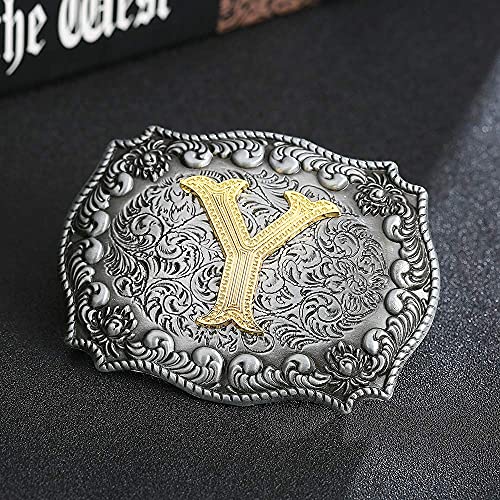 Image of HUABOLA CALYN Belt Buckle Men, Western Cowboy Rodeo Small Alphabet Letter ABCDMRJ to Z Initial Belt Buckles for Women