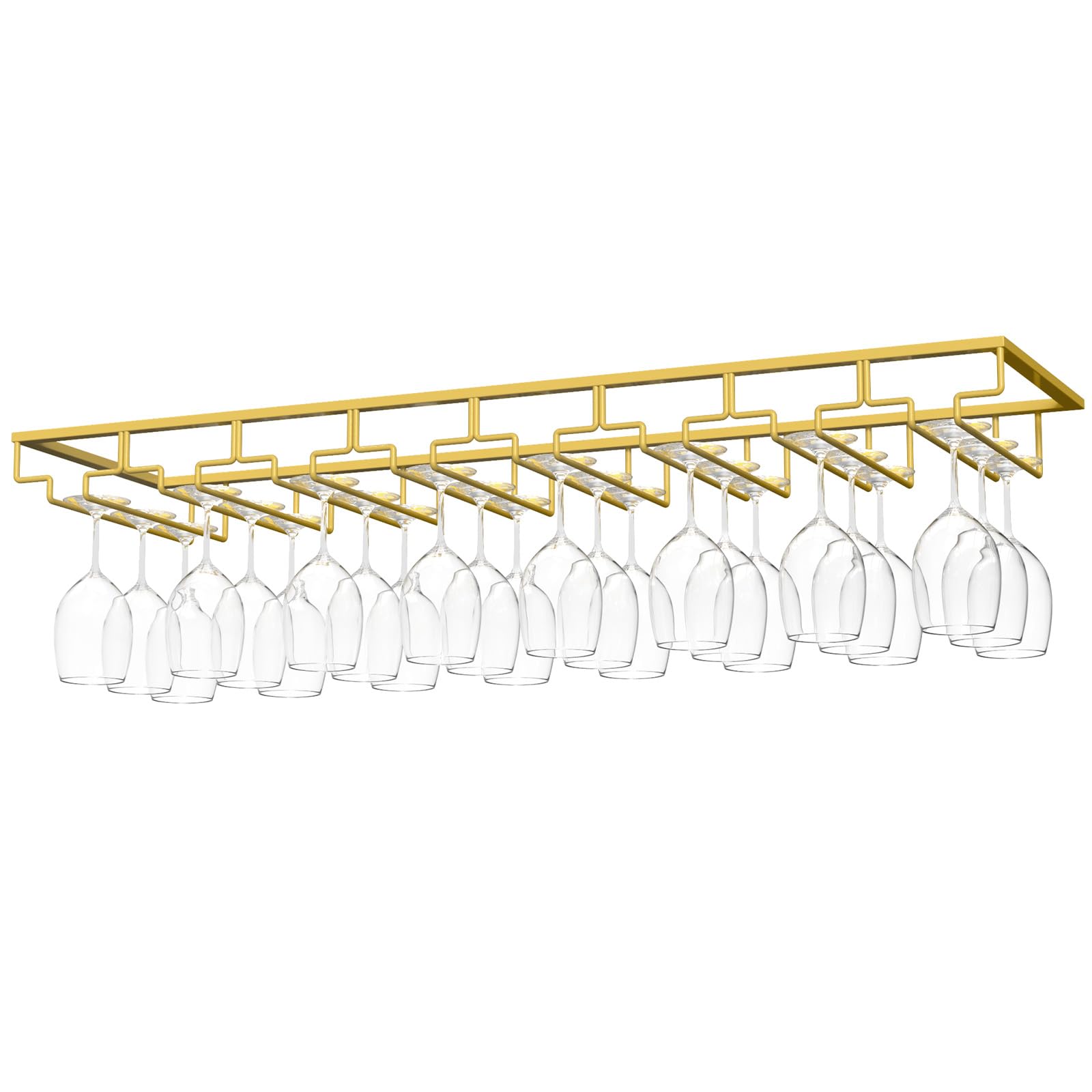 Nuovoware Wine Glass Rack - Under Cabinet Stemware Wine Glass Hanger Rack Holder for Bar Kitchen Cabinet, 8 Rows - Deep Gold โ image 1