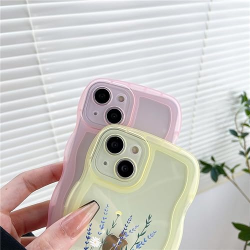 Miniatura 6 de Faneiy Funda compatible con iPhone 13, transparente mate, bonita funda ondulada con flores, funda protectora estética floral de TPU suave para