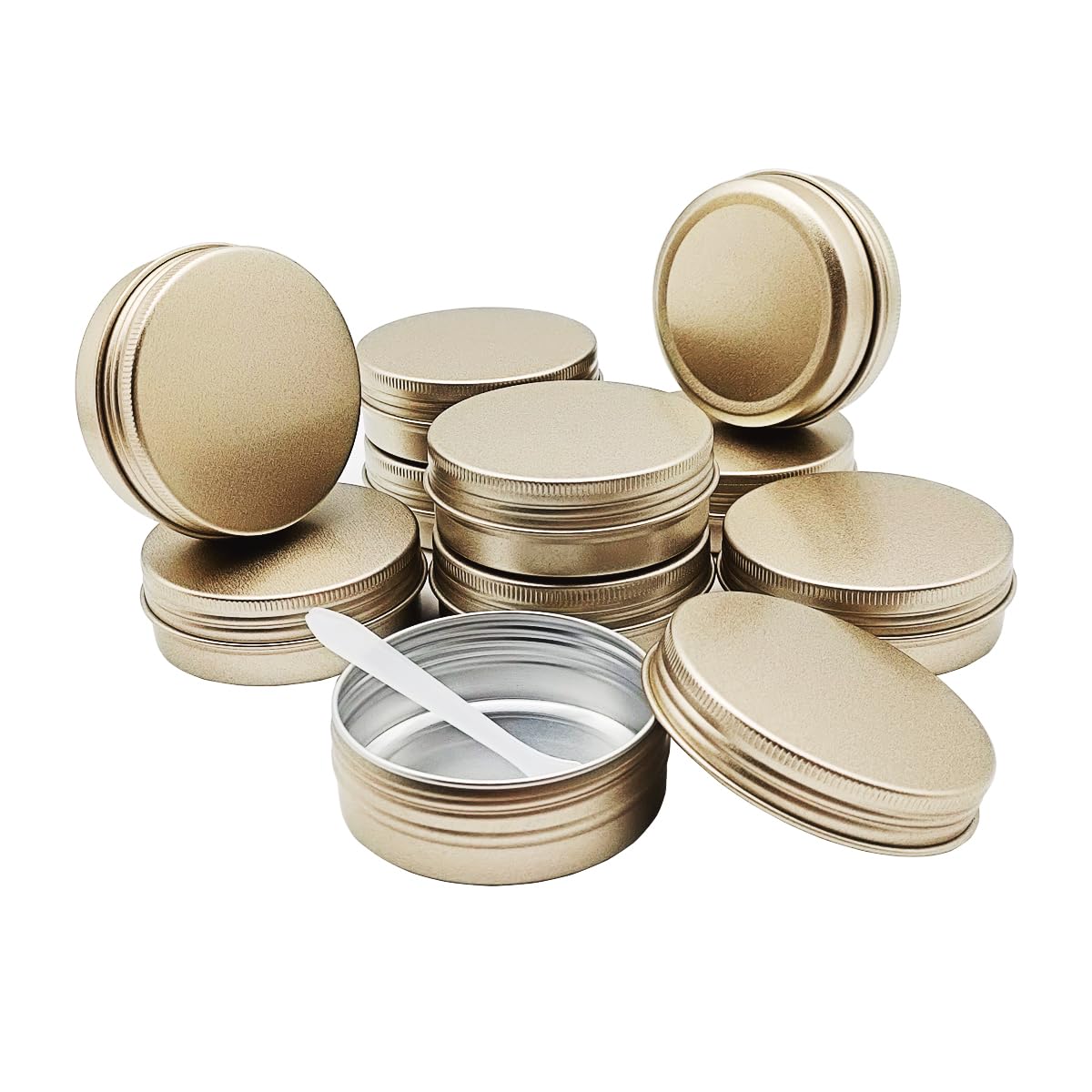 Wopanxye 10pack 2 Oz/60ml Round Aluminum Tin Cans, Metal Tin Sample Storage Jar, 60g Small Travel Container with Screw Top Cap for Lip Balm, Cream,