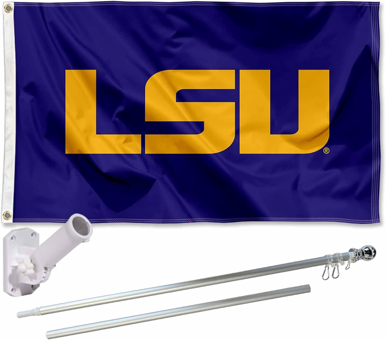 College Flags & Banners Co. LSU 3x5 Flag and Pole Bracket Mount Bundle
