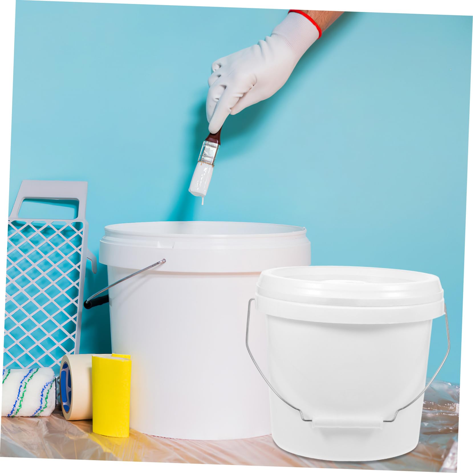 Cubo De Pintura Vacío Tapa Cubo De Almacenamiento Hermético con Asa para Guardar Pintura El Taller o Garaje