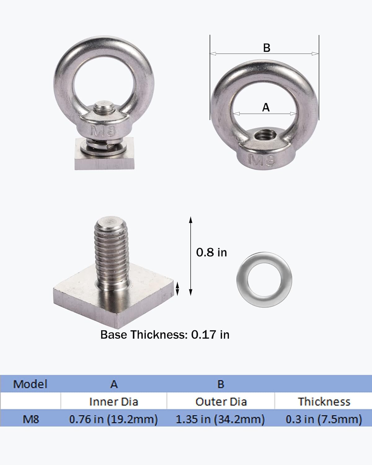 T Track Mount Tie Down Anchor for Roof Rack, M8 Bolivia Ubuy