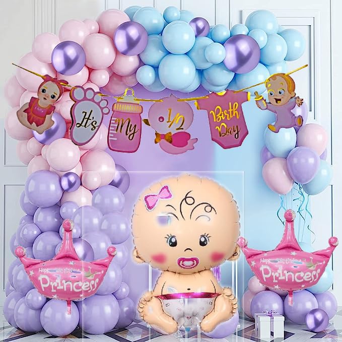 GROOVY DUDZ Its My Half Birthday Decorations Set For Girls, 6 Month Birthday Set Cute Decoration for Birthday | Birthday Decoration Items For Girl | Mermaid Theme Birthday Decorations |Set of 40)-image-33