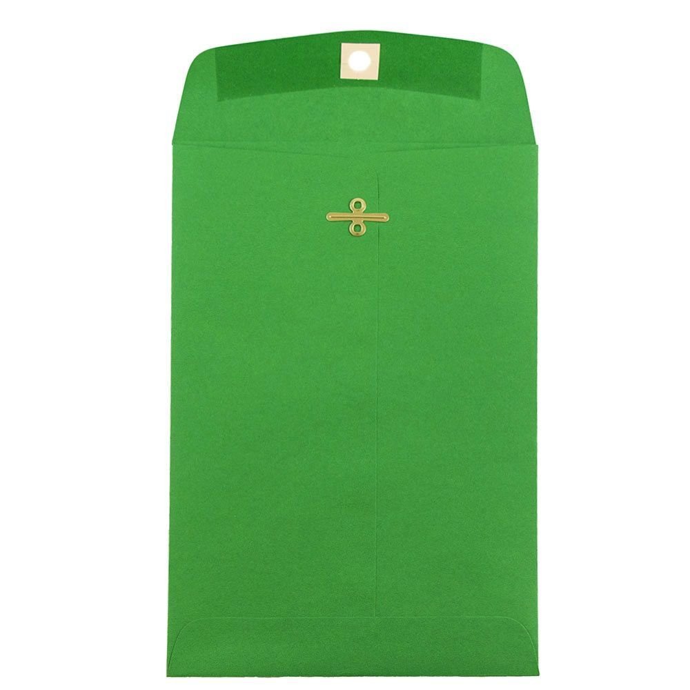 JAM PAPER 6 x 9 Open End Catalog Colored Envelopes with Clasp Closure - Green Recycled - 25/Pack