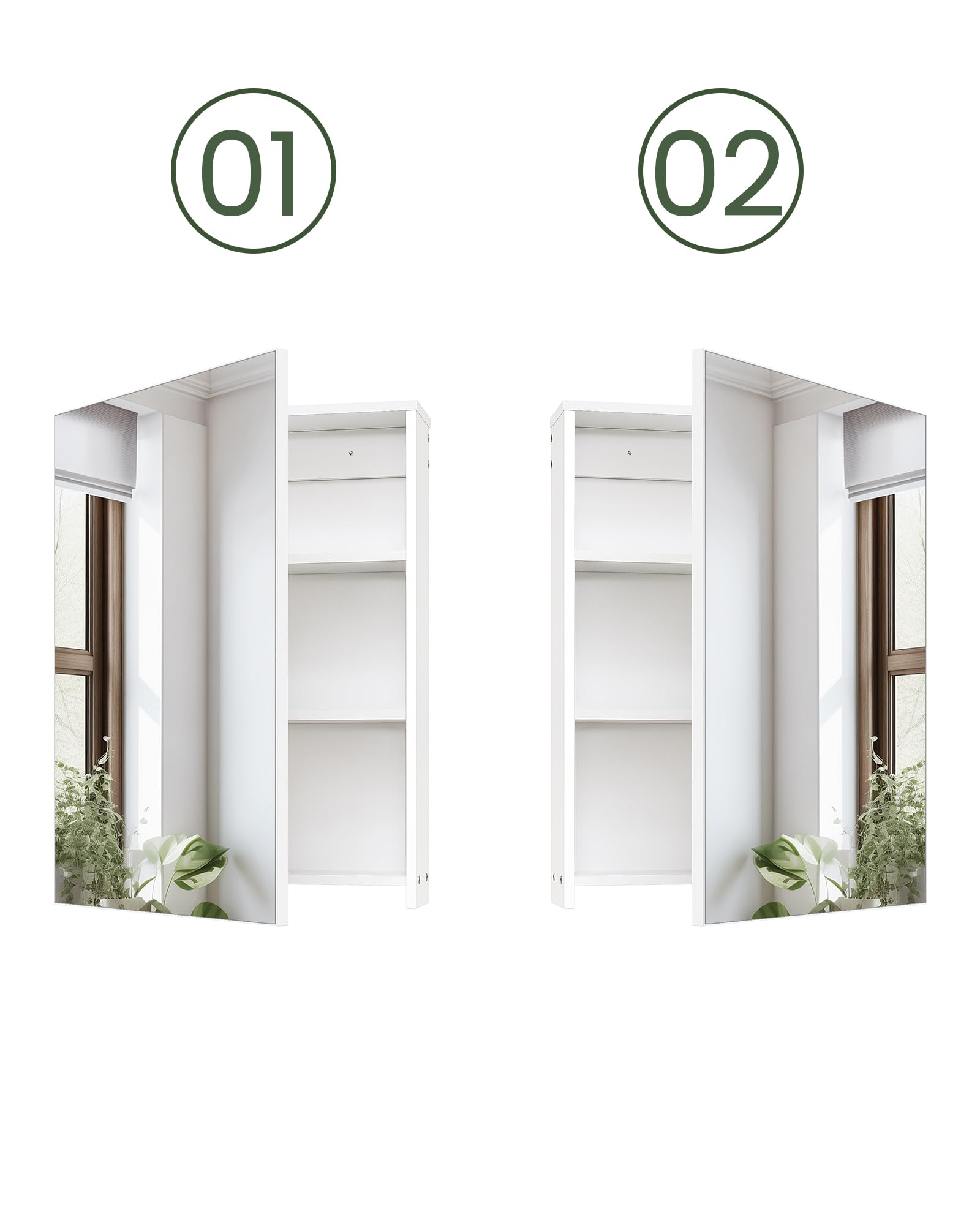 CHOEZON Armoire de Toilette de 45 x 60 cm, Meuble Murale à Miroir de Salle de Bain, Armoire à Pharmacie, Rangement Suspendu, Panneaux réglables, Blanc