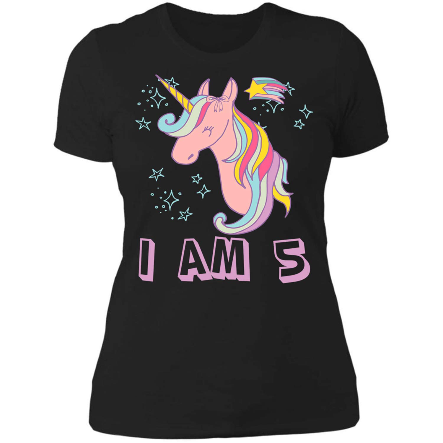 Kids Girls 5th Birthday 5 Year Birthday Cute Unicorn Women T-Shirt