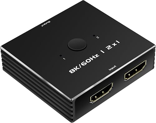 HDMI Switch 4K 120Hz 2 in 1 Out 2 Port Switch 1 Monitors 2 Computers Hdmi 4K 144