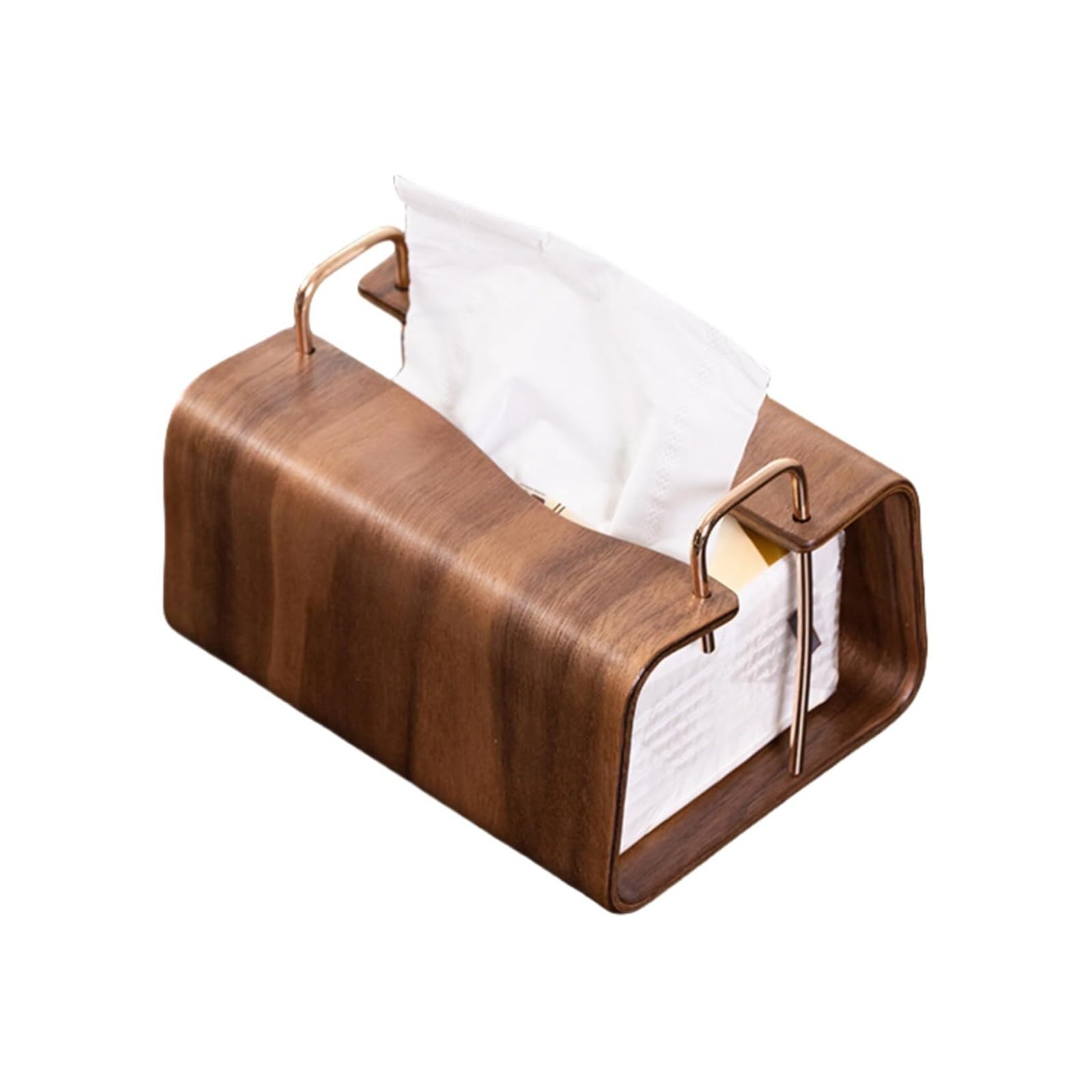 Boîte à mouchoirs rétro en bois et métal chic pour salon élégant