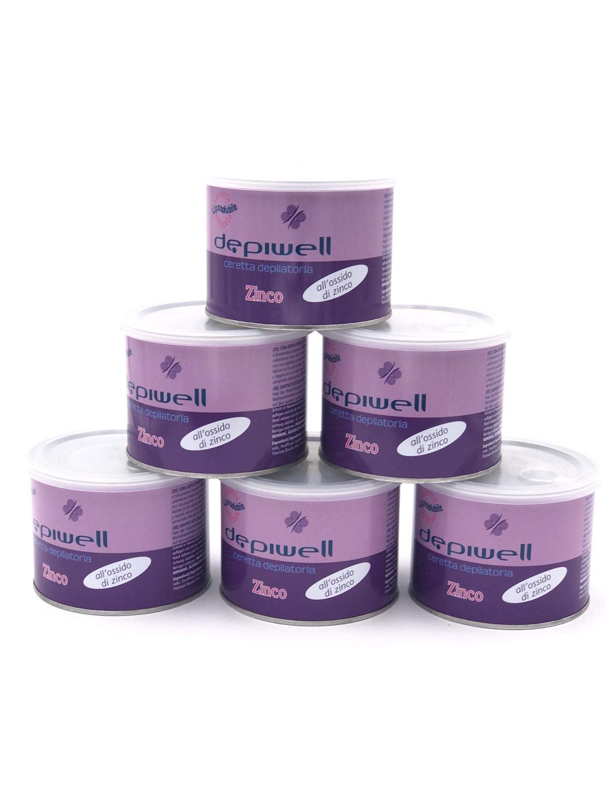 KIT DEPILAZIONE 6 PZ CERA VASO DEPILATORIA 400ml | OSSIDO DI ZINCO