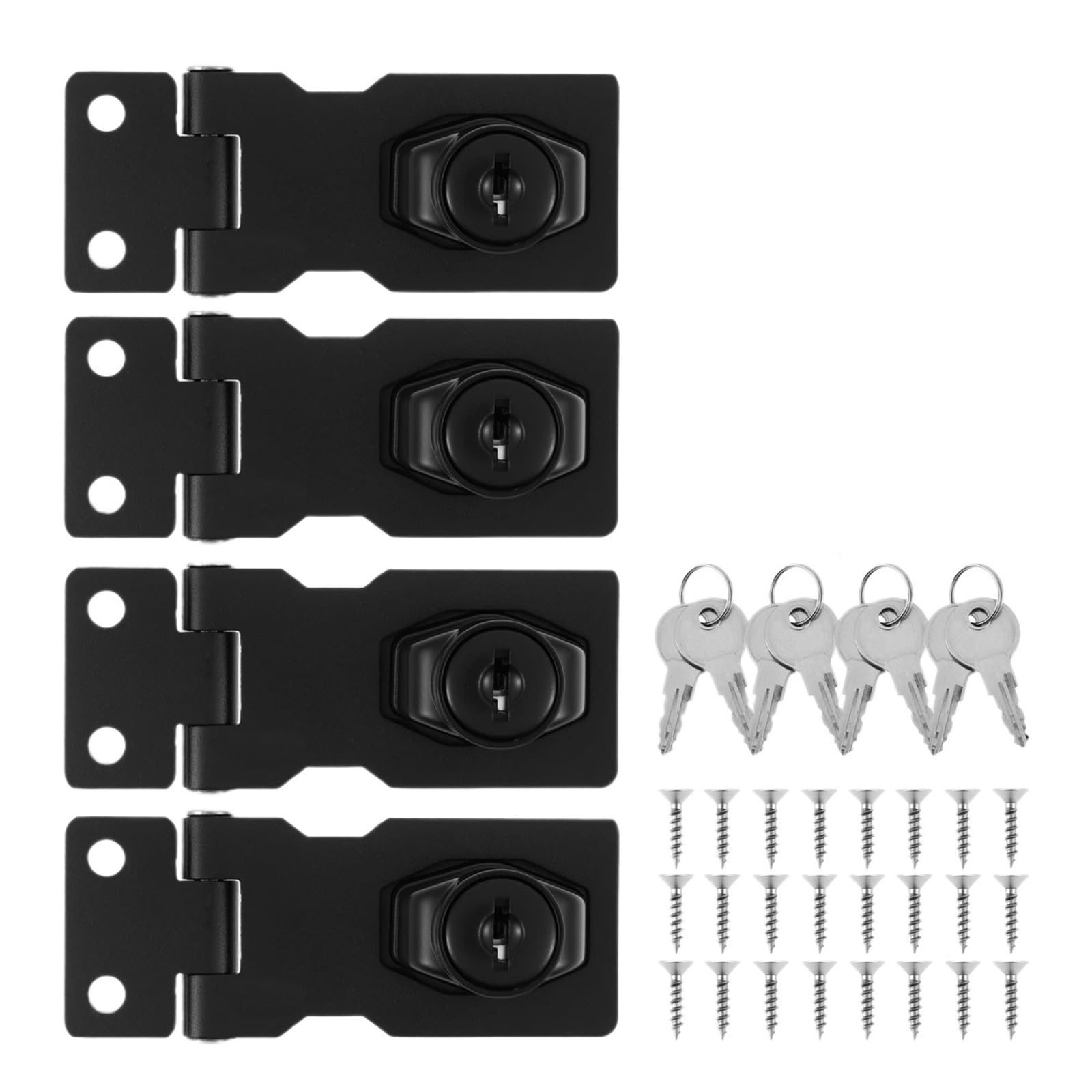 Serrure à loquet de porte en zinc noir de 3 pouces pour armoire, 4 pièces