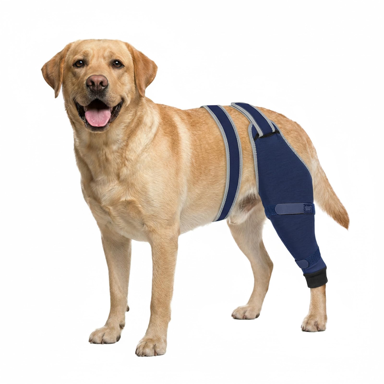 Dog Rear Leg Sleeve to Stop Licking, Hind Leg Protector After TPLO Recovery, ACL Surgery, Wounds or Skin Issues, Soft Breathable Comfortable Cover for Large Medium Small Dogs, S,Right, Navy Blue