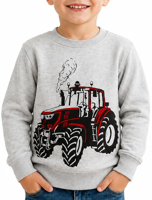 Image of Akyzic Toddler Boys Sweatshirts Cotton Crewneck Truck Shirt Dinosaur Long Sleeve Pullover Tops Tees 2-8T