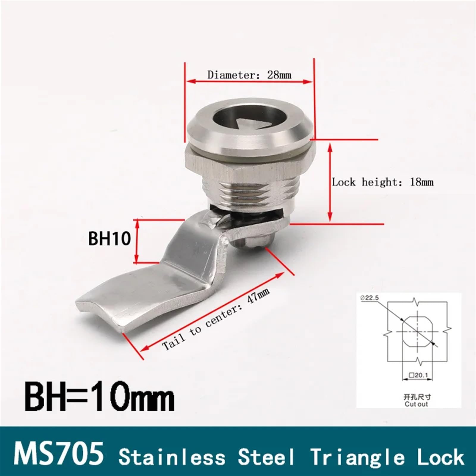 FJSUGAOW MS705 Series Stainless Steel Cam Lock Cabinet Electronic Control Cabinet Drawer Cupboard Locker Cabinet Tools (Color : 3sets-triangle-H10)
