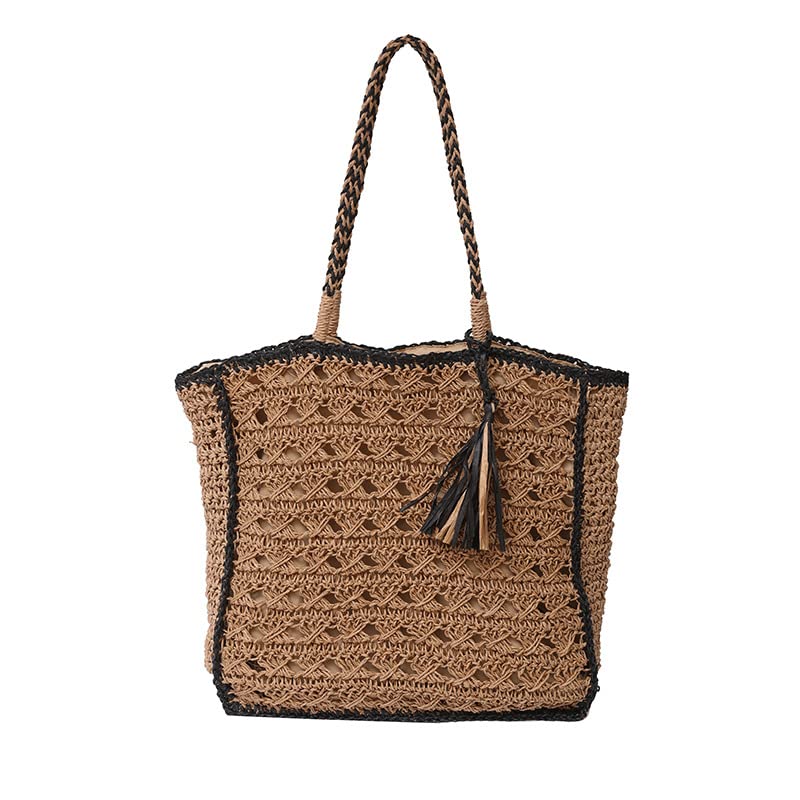 Large Beach Tote Bag, Beach Bag Mesh Pool Tote Large Capacity Casual Tote Bag Hobo Women Pool Gym Grocery Travel (Brown)