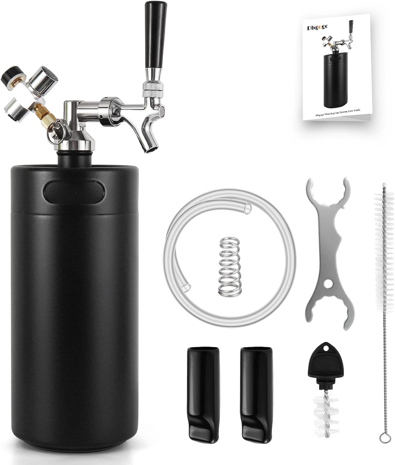 Dbgogo 128 OZ Mini Keg Growler Beer Tap System, 060 PSI