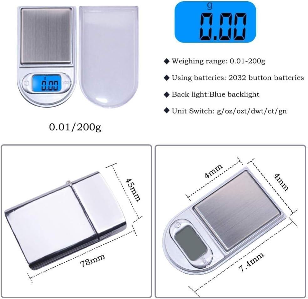 para Cocina y joyería Báscula de Cocina Báscula Digital de Bolsillo de precisión Báscula de Bolsillo portátil Báscula electrónica Digital de Alta precisión