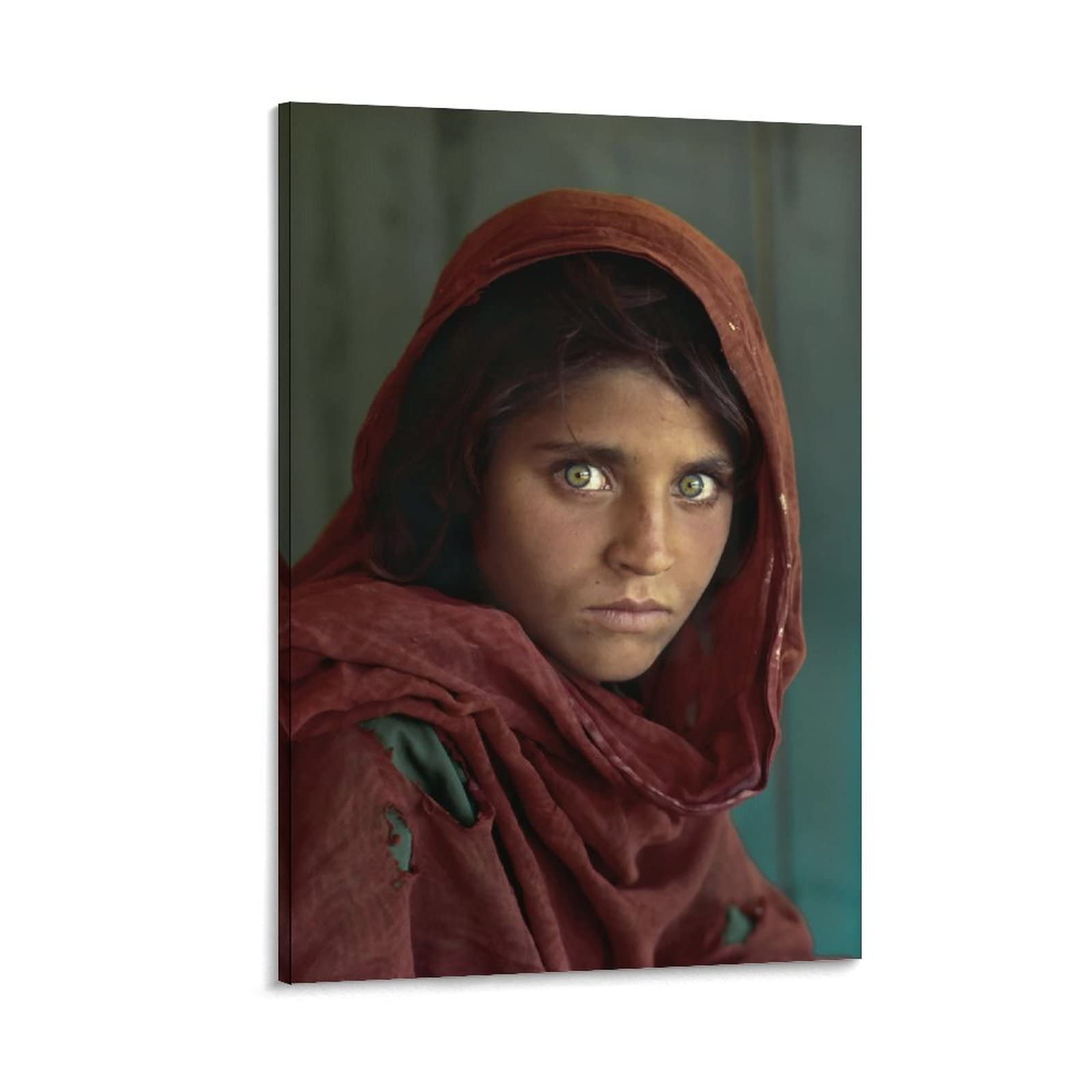 Poster Su Tela HIHIOI - Ragazza Afgana Con Occhi Verdi, Stampa D'Arte 30x45 Cm, Decorazione Da Parete Moderna