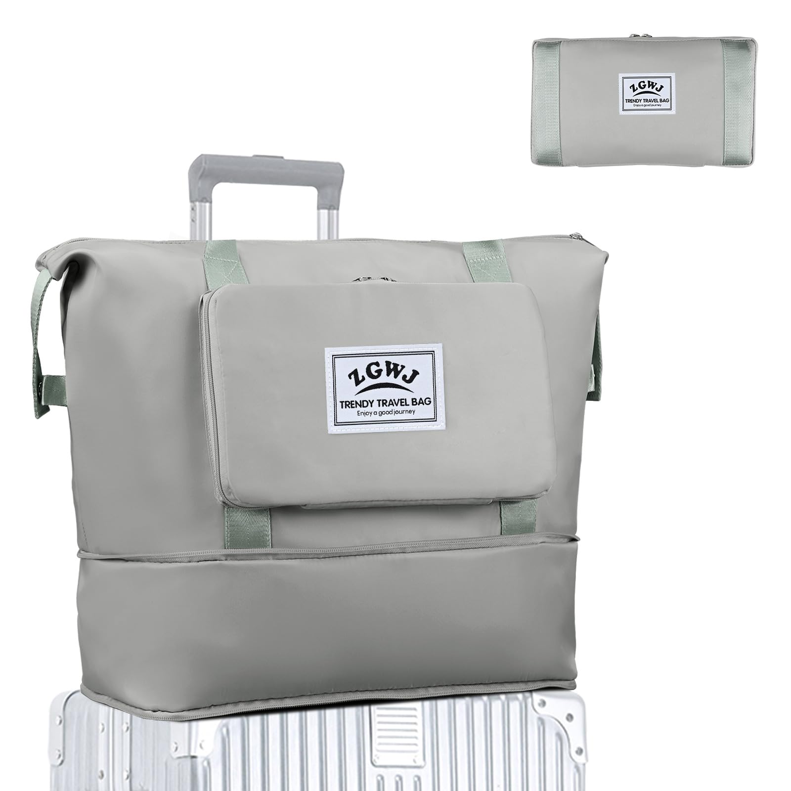 ZGWJ Travel Tote Bags, Expandable Overnight Weekender Bag for Women Foldable Carry-On | Expandable, Overnight, Foldable, Carry-On
