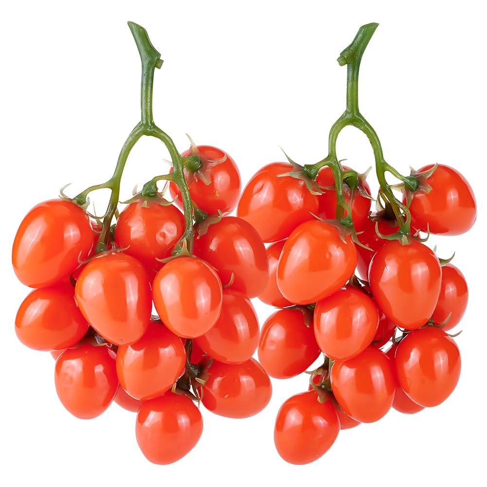 PH PandaHall 2 Pack Artificial Cherry Tomatoes Artificial Fruit Lifelike Simulation Tomato Artificial Red Tomatoes Decoration Faux Fruit Props for Home Kitchen Cabinet Party Pretending Prop