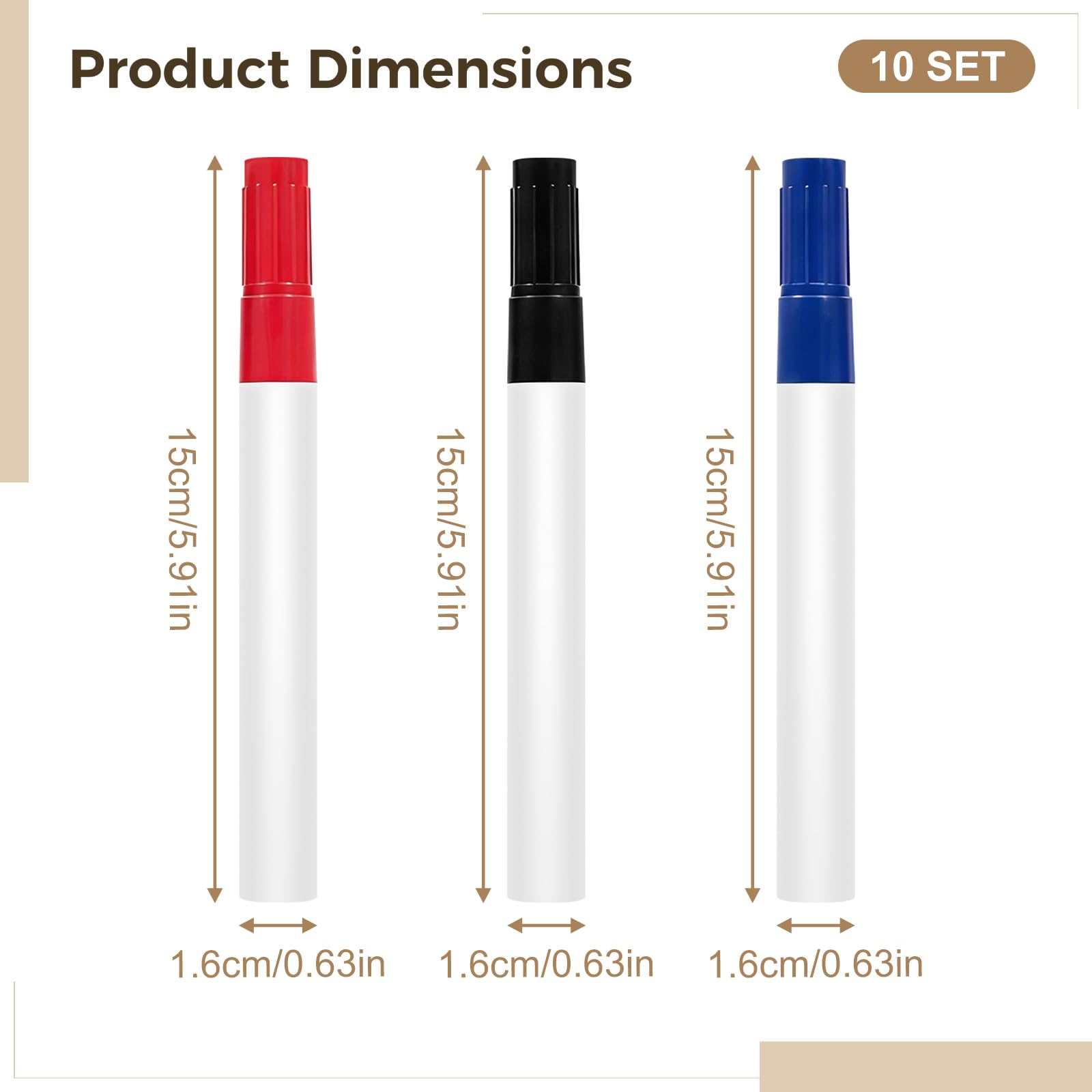 Generisch Juego de 30 rotuladores para pizarra blanca, 10 negros, 10 azules, 10 rojos, secado rápido, poco olor, se pueden limpiar para pizarras blancas, vidrio, plástico, metal, 15 cm de largo