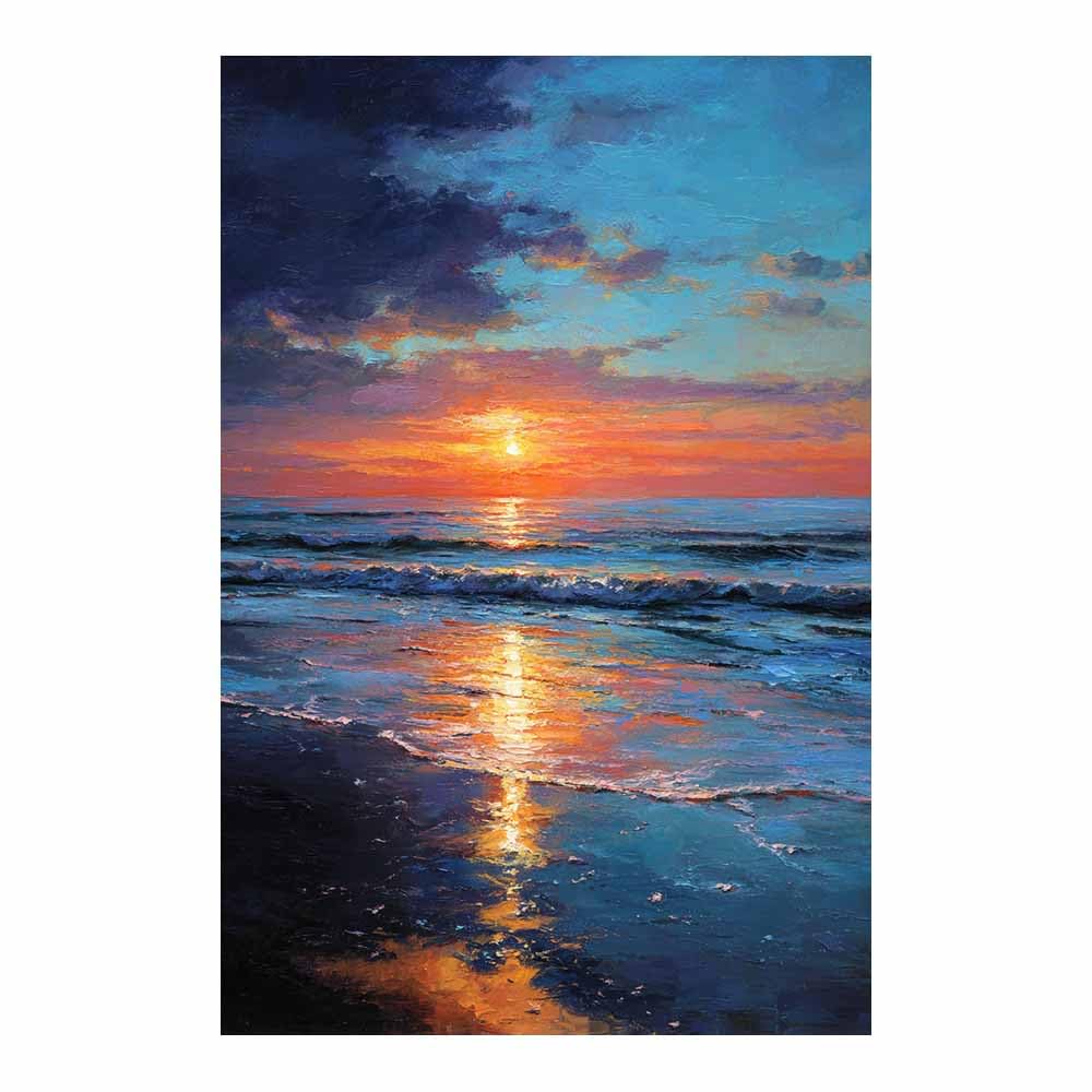 HOQIU Landscape wall art Vibrants Ocean Sunset canvas art, art print, house decor, bedroom wall decor above bed, prints for living room.(Multicolor)-80x120cm Unframed