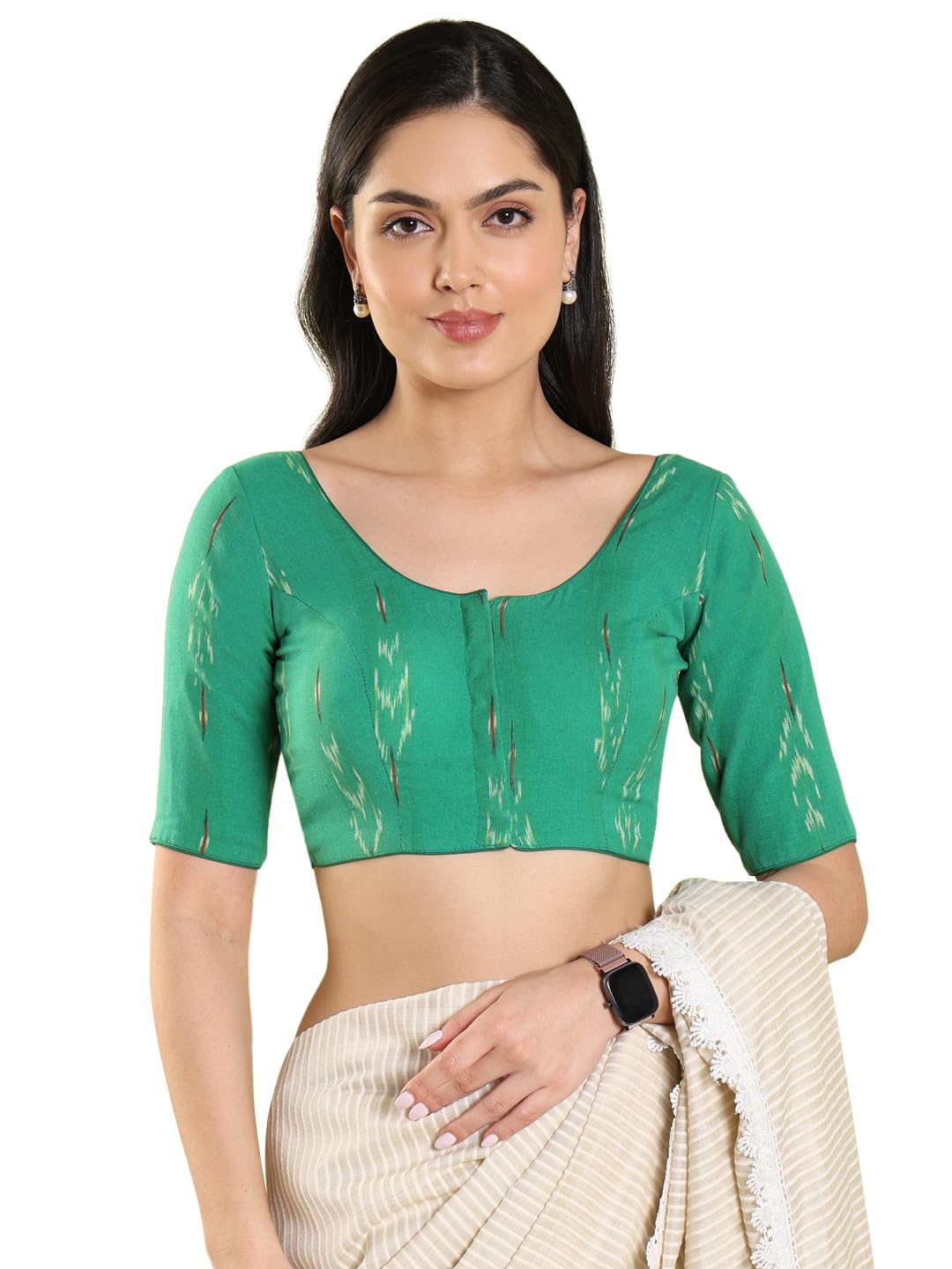 S SALWAR STUDIOSalwar Studio Geometric Print Cotton Readymade Blouse - Pack of 1 | Women's Fashion