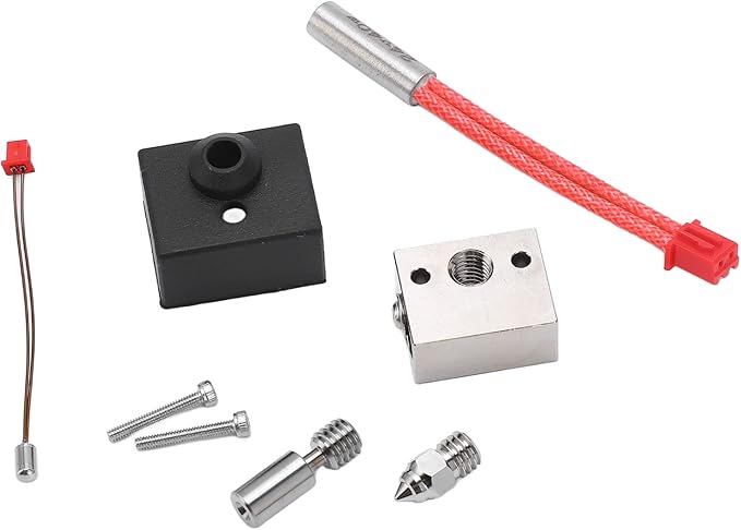 review High Temperature Plated Copper Heater Block Set 3D Printer Parts with Heating Rod Thermal Wire Nozzle for Ender 3