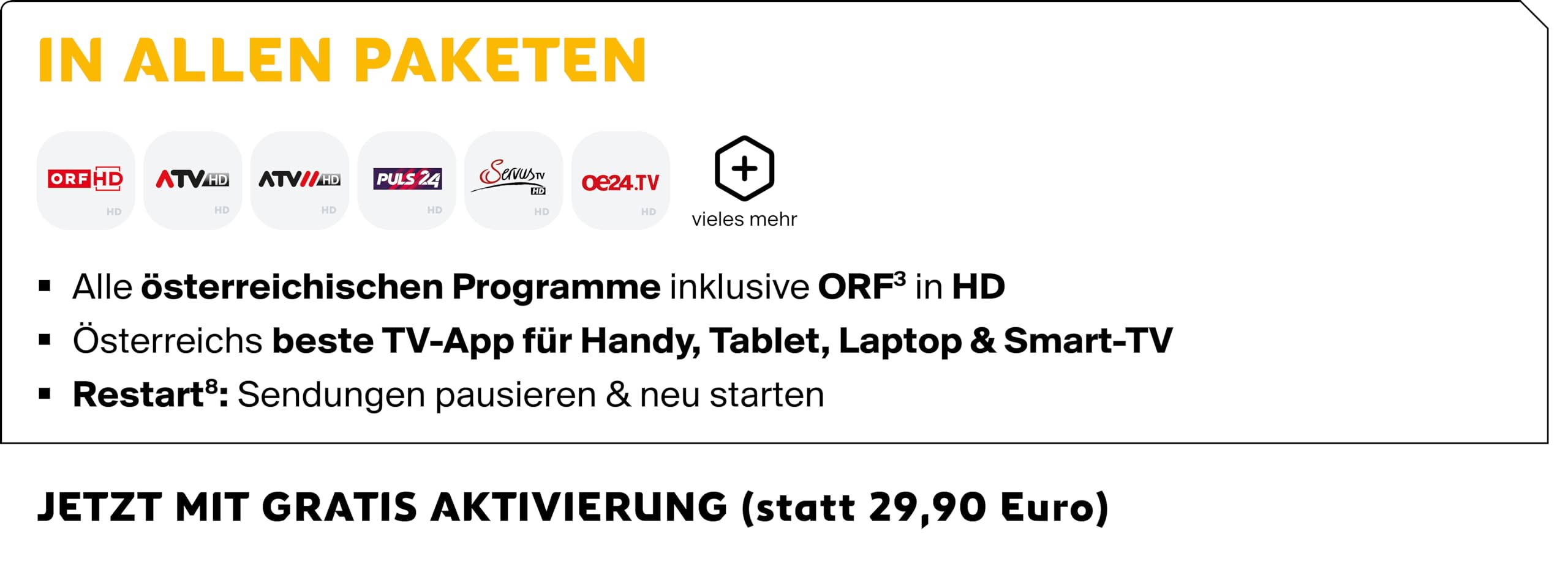 HD Austria CI Modul CAM701 HD Karte (ORF HD, ATV HD, PULS 4 HD, über 80 HD-Sender, HD Austria TV-App, CI+ Steckplatz, einfache Installation)