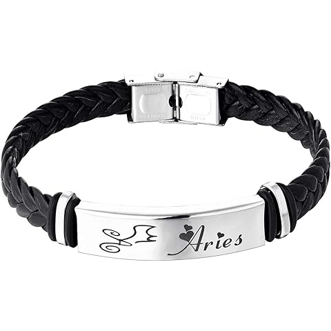 STARCHENIE 12 Constellation Leather Bracelet Zodiac Signs Braided Punk Wrist Rope Cuff Bracelet