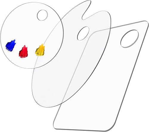 GMMA Paleta de pintura acrílica con agujero para el pulgar ovalada transparente paletas de pintura de plástico rectangulares circulares paletas de