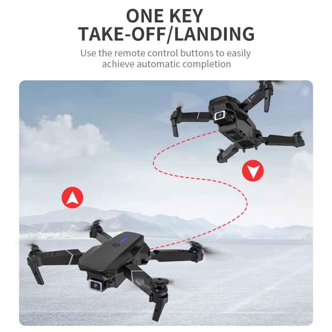 Blaze Cloud E88 Drone with 1080P Camera 2 Batteries One Key Take Off Land Altitude Hold Automatic Avoidance Obstacles 360° Flip with Aerial Photography Drone Multicolor (E88 DOUBLE BATTERY) 2