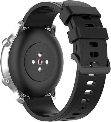 E ECSEM Compatible with Tinwoo T20W Bands, Watch Bands Soft Rubber Strap Quick Fit Wristband for Tinwoo T20W Smartwatch Band Accessories, Multicolor Selection (Black)