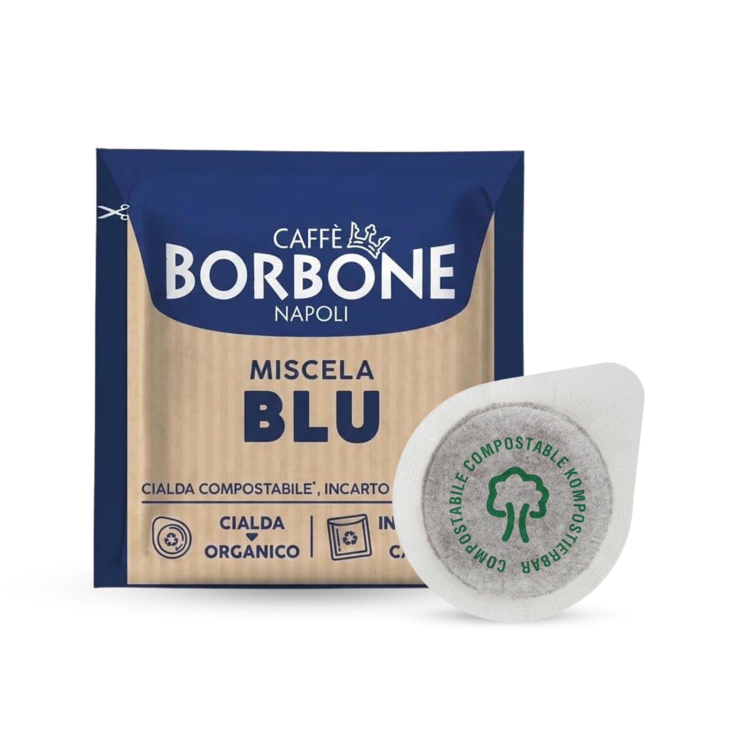 Compostable Pod, Blue Coffee Blend - 50 Pads - Compatible with ESE System Paper Pads 44 mm