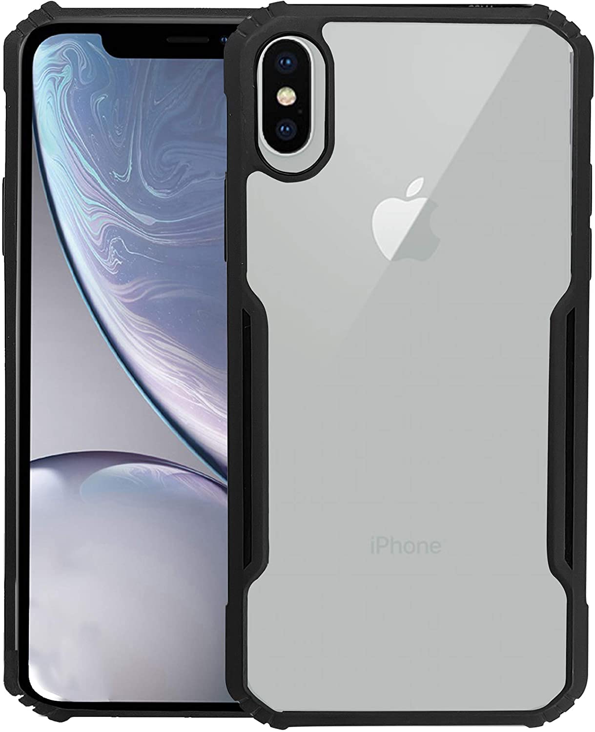 Amazon Brand -Solimo Plastic Solimo 360 Degree Protection Bumper Protective Design Shockproof Crystal Clear Transparent Back Cover Case for Apple iPhone Xs Max - Black (B09B4MT283) Amazon Price History, Amazon Price Tracker