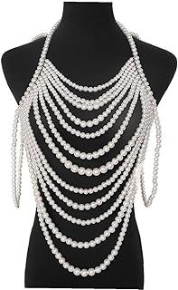 パール ボディチェーン ネックレス 調整可能 ビーズ ショルダーチェーン ファッション パール ボディチェーン ジュエリー 女性用 スタイル1