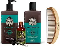 Kit - Shampoo, Balm, Óleo Barba e Pente de Madeira - Calico Jack - Don Alcides